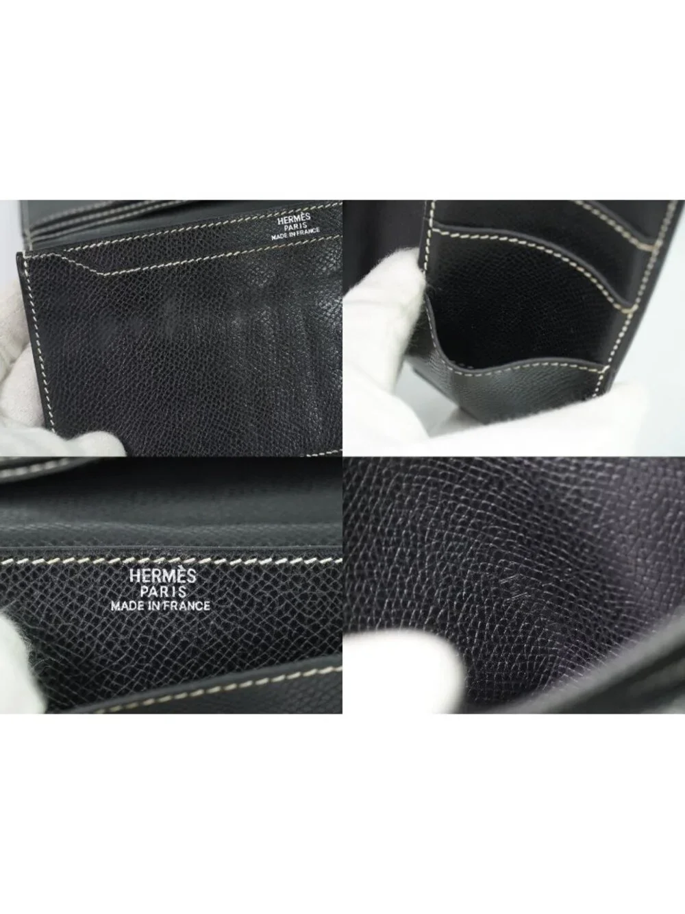 Hermes Leather Billfold Wallet Black